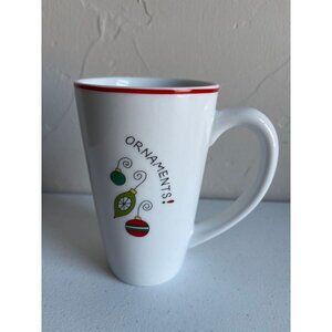 Fitz and Floyd Merry Christmas White Ornaments Tall Mug Coffee Cup Porcelain